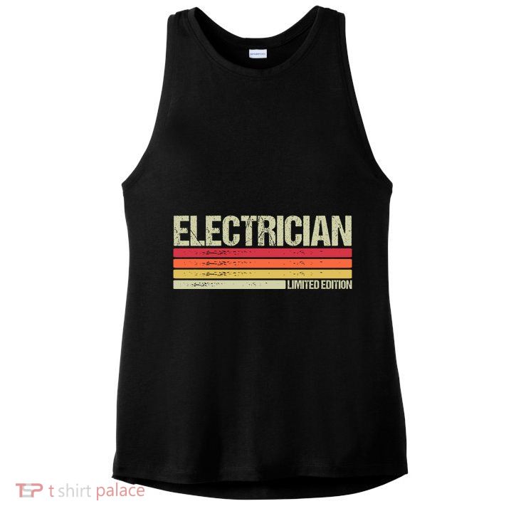 Retro Electrician Birthday Job Title Ladies PosiCharge Tri-Blend Wicking Tank