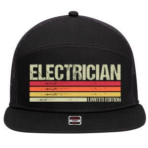 Retro Electrician Birthday Job Title 7 Panel Mesh Trucker Snapback Hat