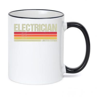 Retro Electrician Birthday Job Title 11oz Black Color Changing Mug