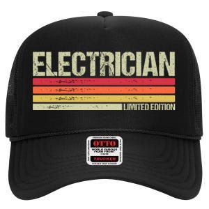 Retro Electrician Birthday Job Title High Crown Mesh Back Trucker Hat