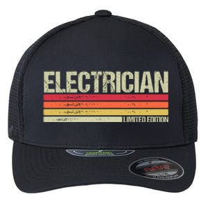 Retro Electrician Birthday Job Title Flexfit Unipanel Trucker Cap