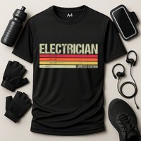 Retro Electrician Birthday Job Title Cooling Performance Crew T-Shirt