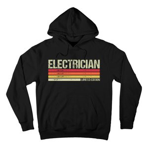 Retro Electrician Birthday Job Title Hoodie