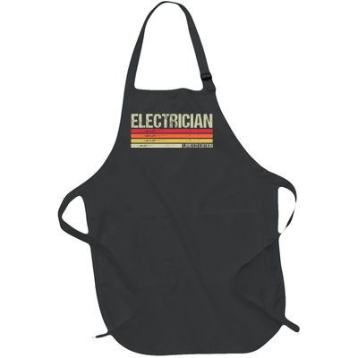 Retro Electrician Birthday Job Title Full-Length Apron With Pockets