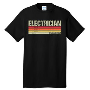 Retro Electrician Birthday Job Title Tall T-Shirt