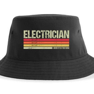 Retro Electrician Birthday Job Title Sustainable Bucket Hat