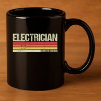 Retro Electrician Birthday Job Title 11oz C Handle Ceramic Mug