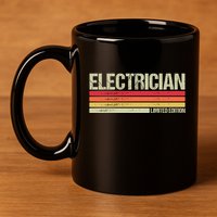 Retro Electrician Birthday Job Title 11oz C Handle Ceramic Mug