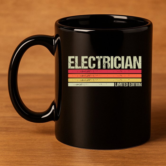 Retro Electrician Birthday Job Title 11oz C Handle Ceramic Mug