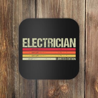 Retro Electrician Birthday Job Title Coaster