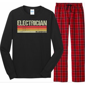 Retro Electrician Birthday Job Title Long Sleeve Pajama Set