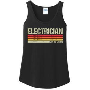 Retro Electrician Birthday Job Title Ladies Essential Tank