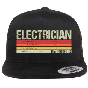 Retro Electrician Birthday Job Title Flat Bill Trucker Hat