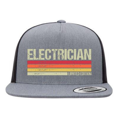 Retro Electrician Birthday Job Title Flat Bill Trucker Hat