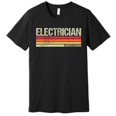 Retro Electrician Birthday Job Title Premium T-Shirt