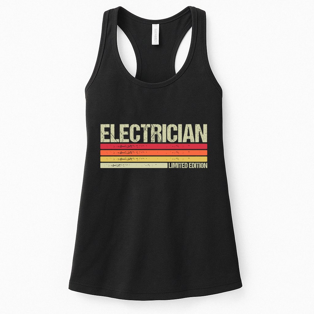 Retro Electrician Birthday Job Title Womens Tank Top