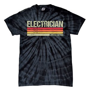 Retro Electrician Birthday Job Title Tie-Dye T-Shirt