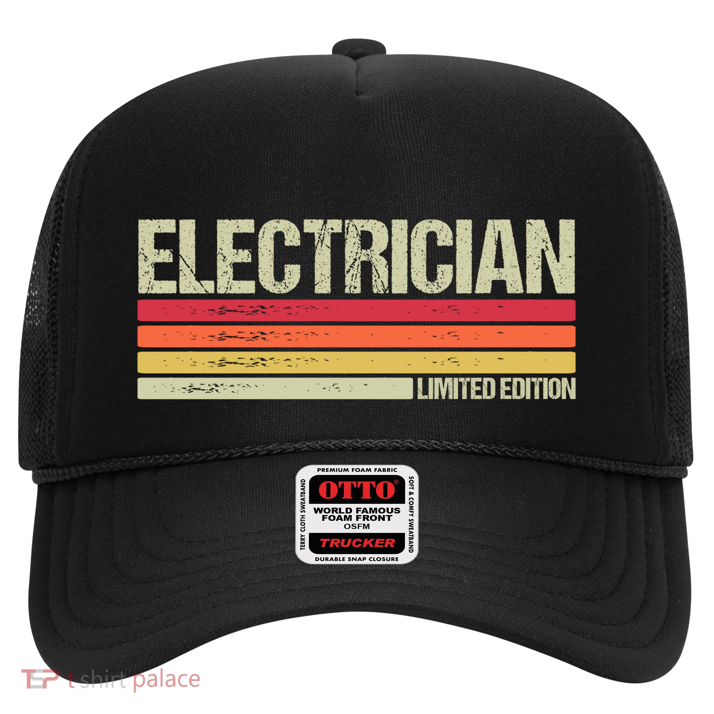 Retro Electrician Birthday Job Title Trucker Hat