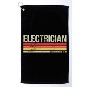 Retro Electrician Birthday Job Title Platinum Collection Golf Towel