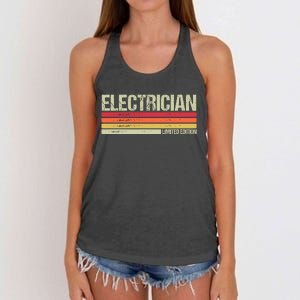 Retro Electrician Birthday Job Title Women's Knotted Racerback Tank