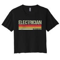 Retro Electrician Birthday Job Title Women's Crop Top Tee