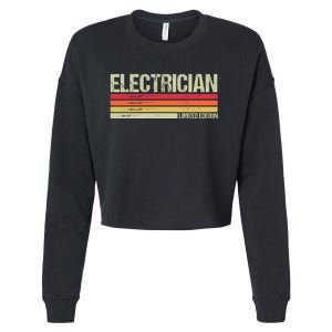 Retro Electrician Birthday Job Title Cropped Pullover Crew