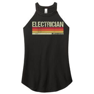 Retro Electrician Birthday Job Title Women's Perfect Tri Rocker Tank