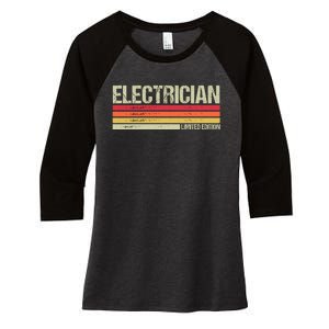 Retro Electrician Birthday Job Title Women's Tri-Blend 3/4-Sleeve Raglan Shirt