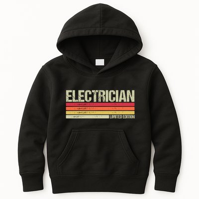 Retro Electrician Birthday Job Title Kids Hoodie