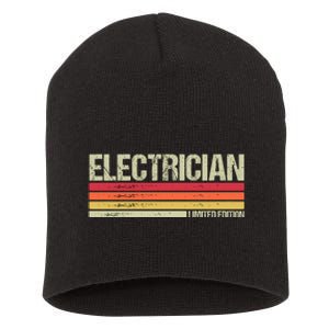 Retro Electrician Birthday Job Title Short Acrylic Beanie