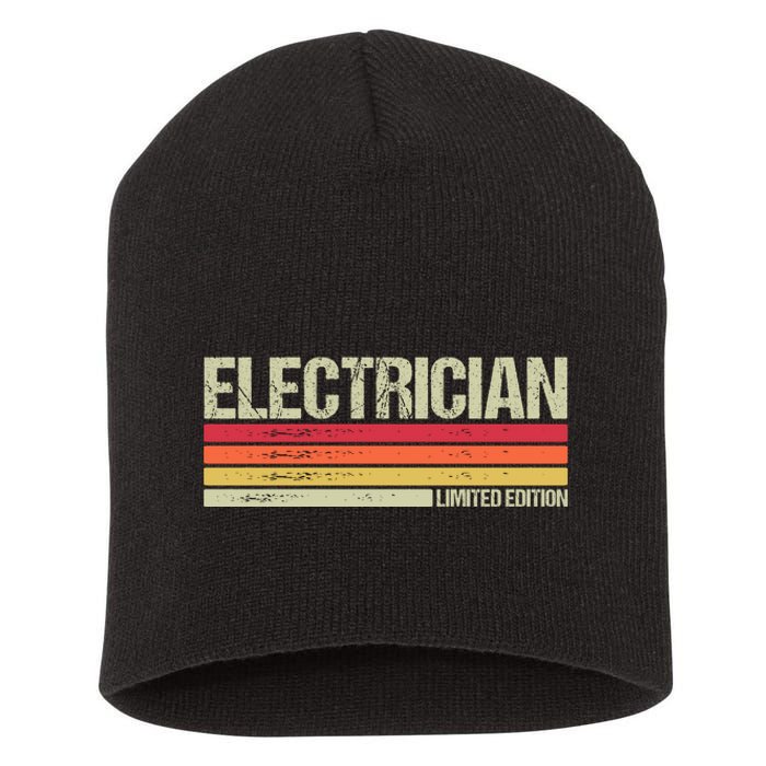 Retro Electrician Birthday Job Title Short Acrylic Beanie