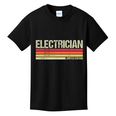Retro Electrician Birthday Job Title Kids T-Shirt