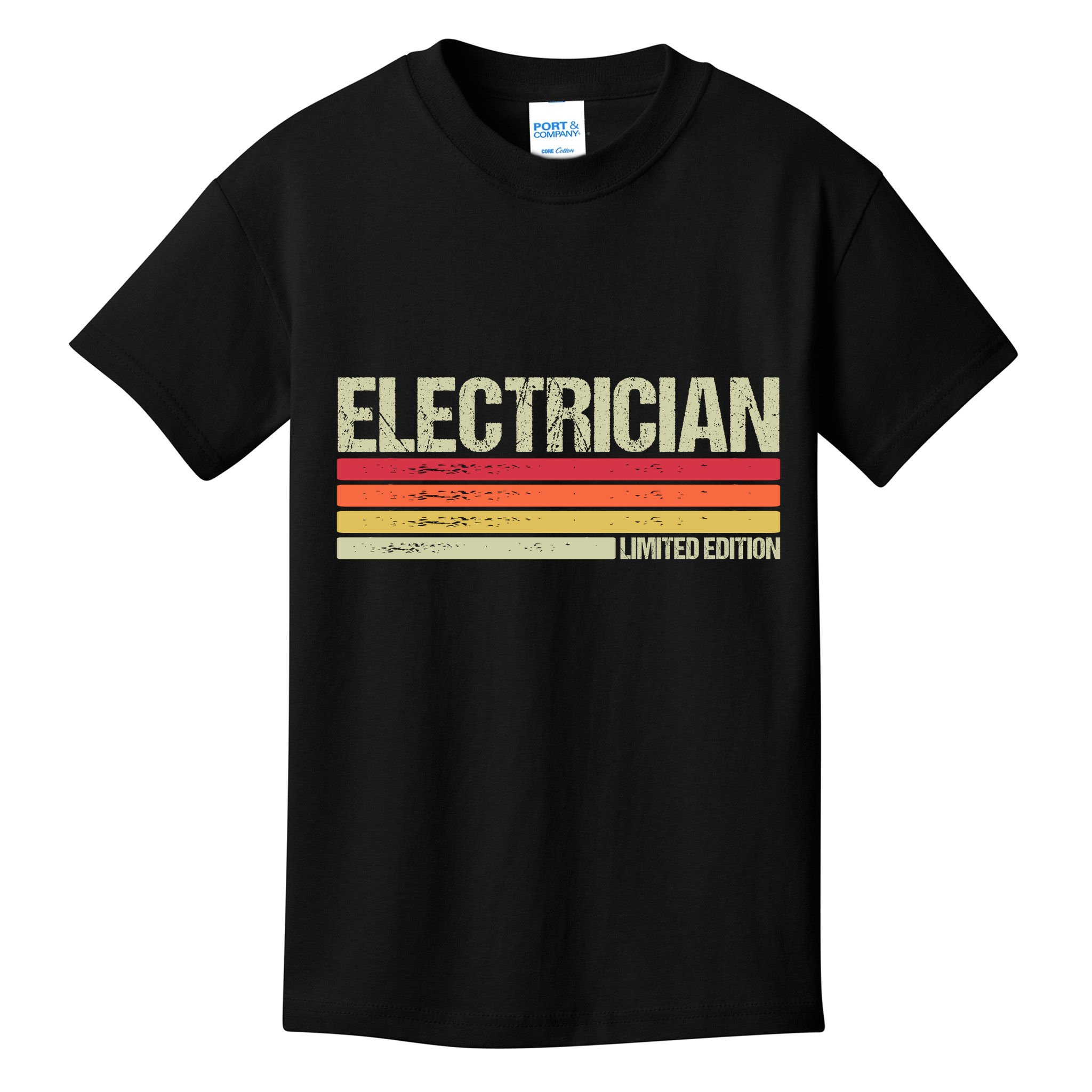 Retro Electrician Birthday Job Title Kids T-Shirt