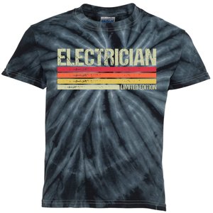 Retro Electrician Birthday Job Title Kids Tie-Dye T-Shirt