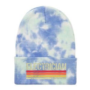 Retro Electrician Birthday Job Title Tie Dye 12in Knit Beanie