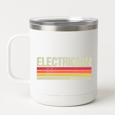 Retro Electrician Birthday Job Title 12 oz Stainless Steel Tumbler Cup