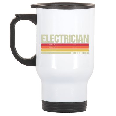 Retro Electrician Birthday Job Title Stainless Steel Travel Mug