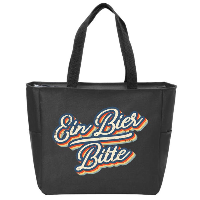 Retro Ein Bier Bitte Funny Vintage Beer German Oktoberfest Zip Tote Bag