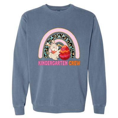 Rainbow Easter Bunny Funny Teacher Crew Gift Garment-Dyed Sweatshirt