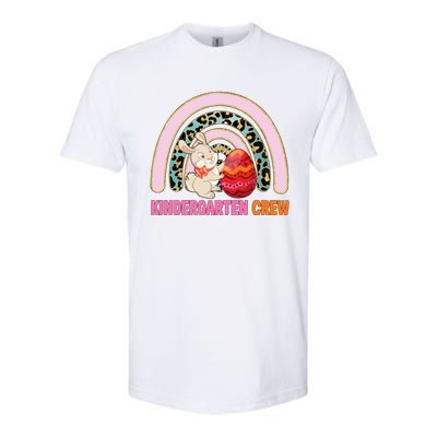 Rainbow Easter Bunny Funny Teacher Crew Gift Softstyle CVC T-Shirt