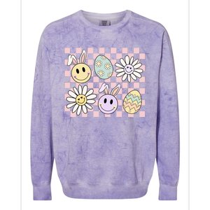 Retro Easter Bunny Floral Easter Egg Colorblast Crewneck Sweatshirt