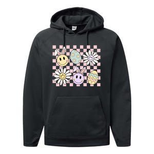 Retro Easter Bunny Floral Easter Egg Performance Fleece Hoodie