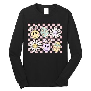 Retro Easter Bunny Floral Easter Egg Long Sleeve Shirt