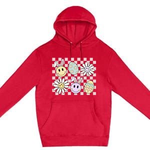 Retro Easter Bunny Floral Easter Egg Premium Pullover Hoodie