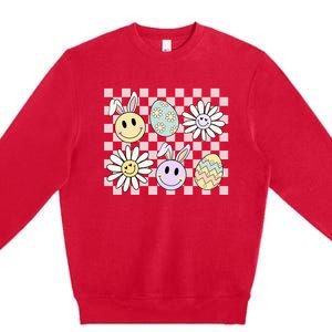 Retro Easter Bunny Floral Easter Egg Premium Crewneck Sweatshirt