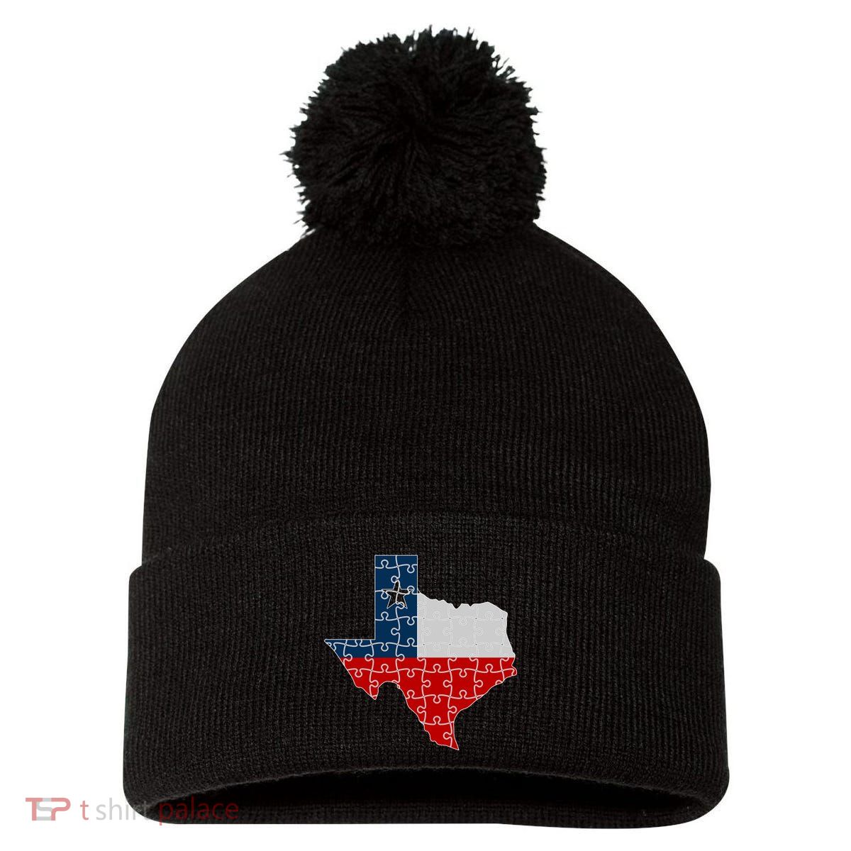 Rebuilding Texas Jigsaw Pom Pom 12in Knit Beanie