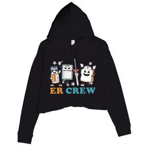 Retro Er Crew Emergency Room Funny Er Ed Nurse Tech Crop Fleece Hoodie