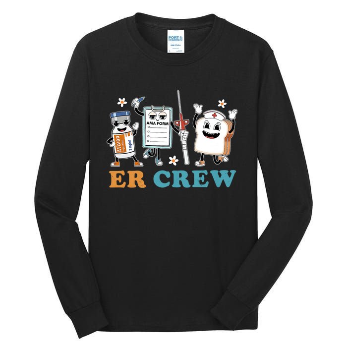 Retro Er Crew Emergency Room Funny Er Ed Nurse Tech Tall Long Sleeve T-Shirt