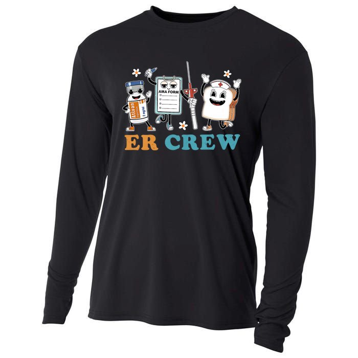 Retro Er Crew Emergency Room Funny Er Ed Nurse Tech Cooling Performance Long Sleeve Crew