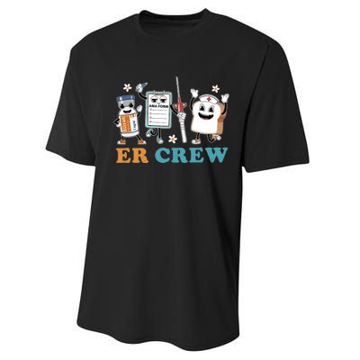 Retro Er Crew Emergency Room Funny Er Ed Nurse Tech Performance Sprint T-Shirt